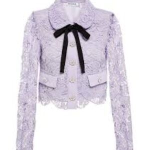 Self-Portrait Embellished Cropped Romantic Lace Jacket